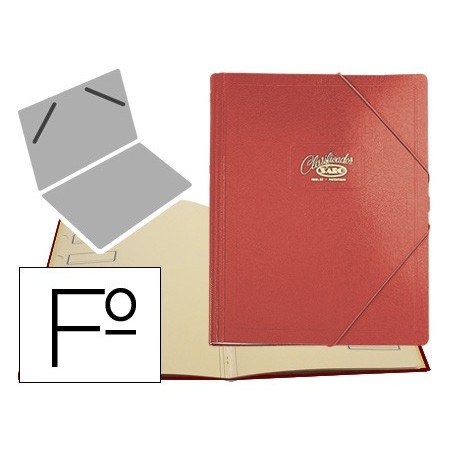 Carpeta clasificador carton compacto saro folio roja 12 departamentos