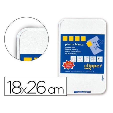 Pizarra blanca clipper pequeña 18x26 cm con rotulador