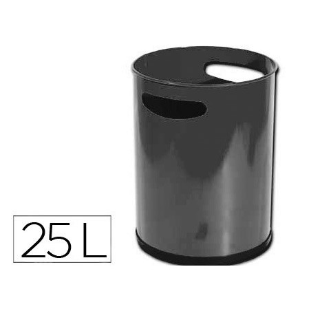 Papelera metalica con asas 111 negra 30x25 cm