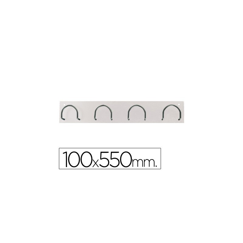 Perchero metalico 611 pared 4 colgadores color blanco 55x10x5 cm