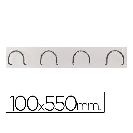 Perchero metalico 611 pared 4 colgadores color blanco 55x10x5 cm