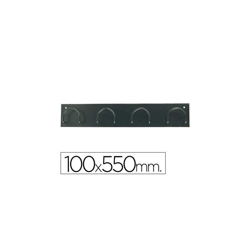 Perchero metalico 611 pared 4 colgadores color negro 55x10x5 cm
