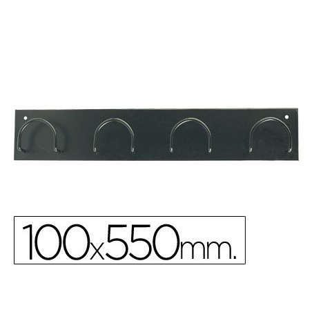 Perchero metalico 611 pared 4 colgadores color negro 55x10x5 cm