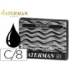 Tinta estilografica waterman negra caja de 8 cartuchos standard largos