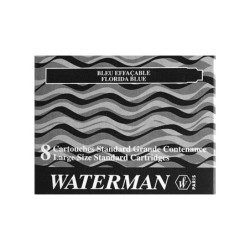 Tinta estilografica waterman negra caja de 8 cartuchos standard largos