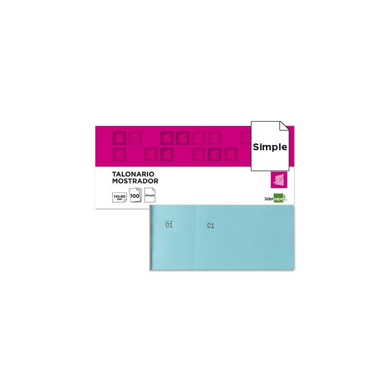 Talonario liderpapel mostrador 60x145 mm tl03 celeste con matriz