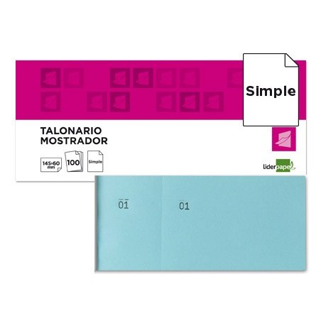 Talonario liderpapel mostrador 60x145 mm tl03 celeste con matriz