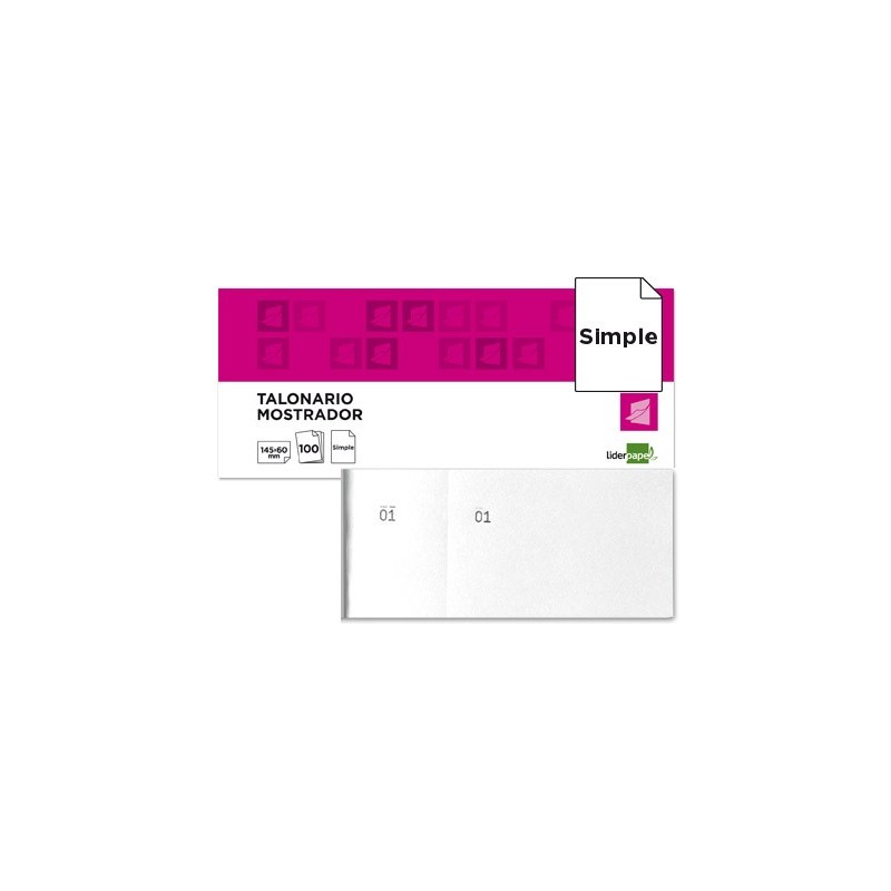 Talonario liderpapel mostrador 60x145 mm tl02 blanco con matriz