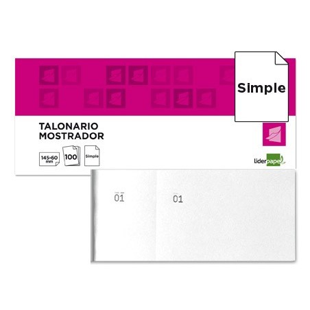 Talonario liderpapel mostrador 60x145 mm tl02 blanco con matriz