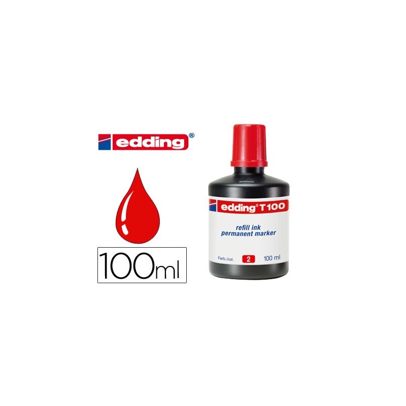 Tinta rotulador edding t-100 rojo bote 100 ml