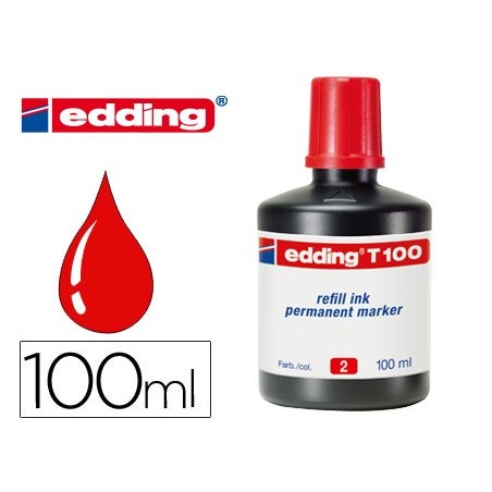 Tinta rotulador edding t-100 rojo bote 100 ml