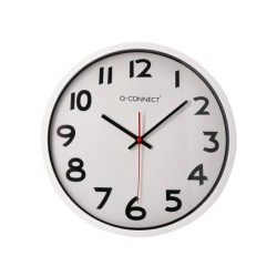 Reloj q-connect de pared plastico oficina redondo 34 cm marco blanco