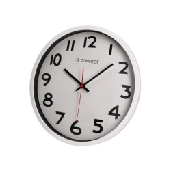 Reloj q-connect de pared plastico oficina redondo 34 cm marco blanco