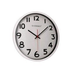 Reloj q-connect de pared plastico oficina redondo 34 cm marco blanco