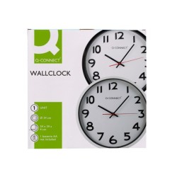 Reloj q-connect de pared plastico oficina redondo 34 cm marco blanco