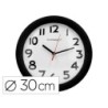 Reloj q-connect de pared plastico oficina redondo 30 cm marco negro