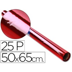 Papel celofan rollo trepado rojo 25 hojas de 50x65 cm