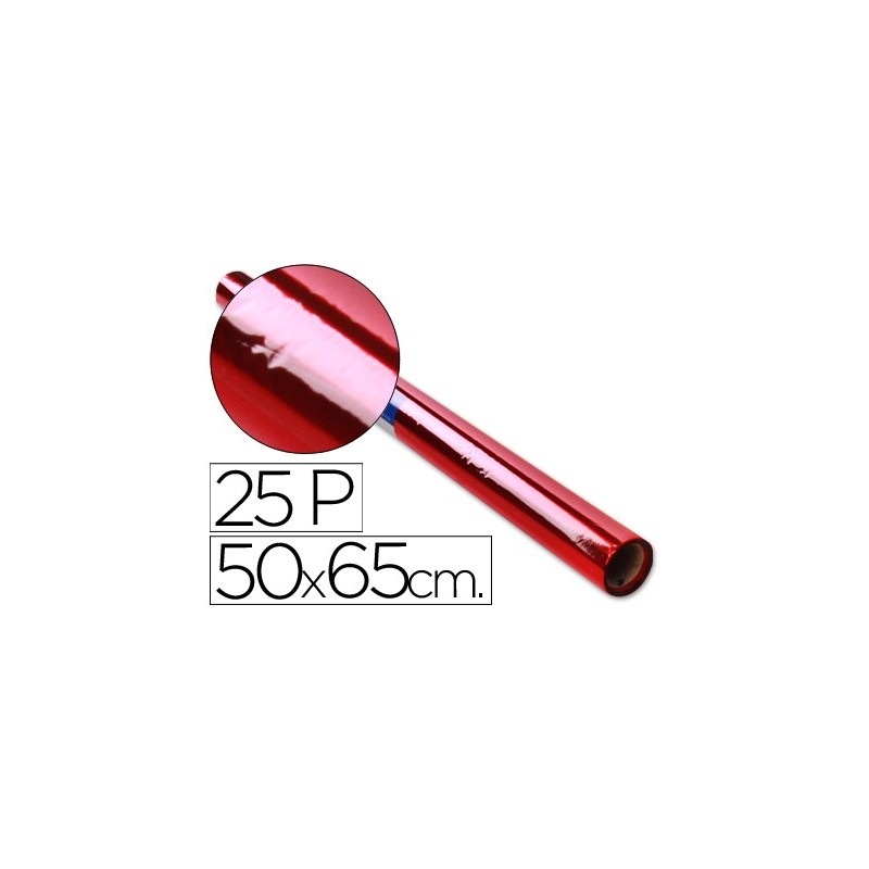 Papel celofan rollo trepado rojo 25 hojas de 50x65 cm