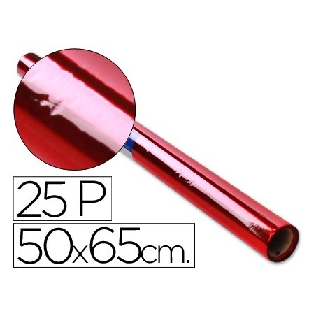 Papel celofan rollo trepado rojo 25 hojas de 50x65 cm