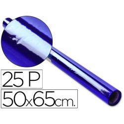Papel celofan rollo trepado azul 25 hojas de 50x65 cm