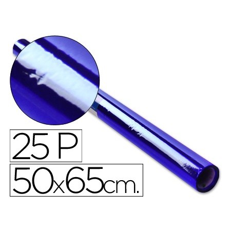 Papel celofan rollo trepado azul 25 hojas de 50x65 cm