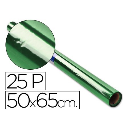 Papel celofan rollo trepado verde 25 hojas de 50x65 cm