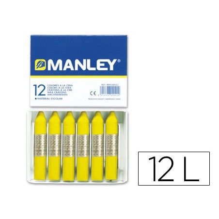Lapices cera manley unicolor amarillo limon n.2 caja de 12 unidades