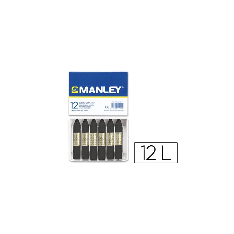 Lapices cera manley unicolor negro n.30 caja de 12 unidades