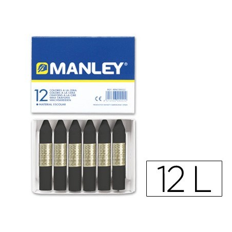 Lapices cera manley unicolor negro n.30 caja de 12 unidades