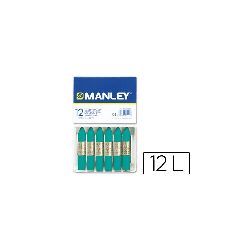Lapices cera manley unicolor verde turquesa n.23 caja de 12 unidades