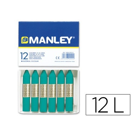 Lapices cera manley unicolor verde turquesa n.23 caja de 12 unidades