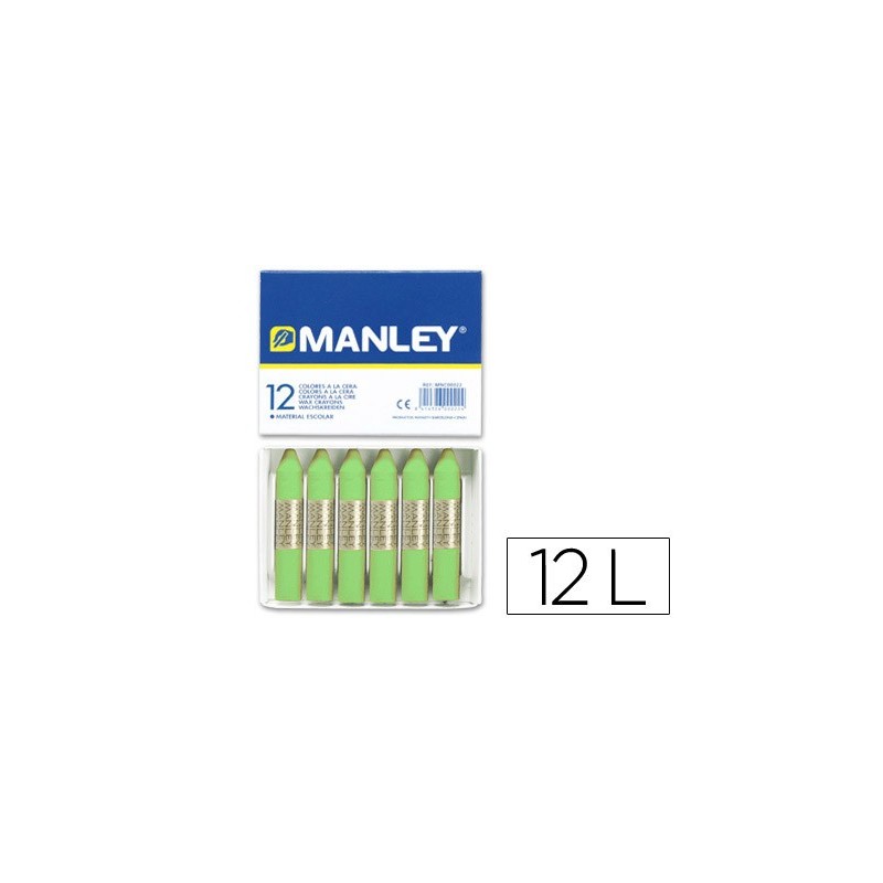 Lapices cera manley unicolor verde amarillento n.22 caja de 12 unidades