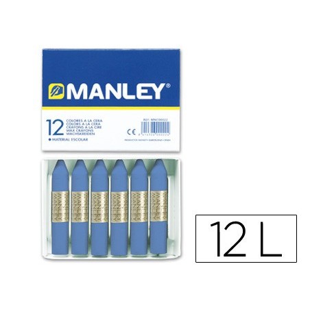 Lapices cera manley unicolor azul ultramar n.18 caja de 12 unidades