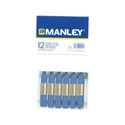 Lapices cera manley unicolor azul ultramar n.18 caja de 12 unidades