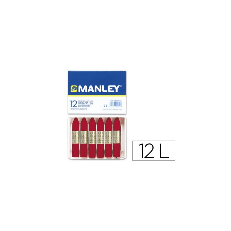Lapices cera manley unicolor carmin n.10 caja de 12 unidades
