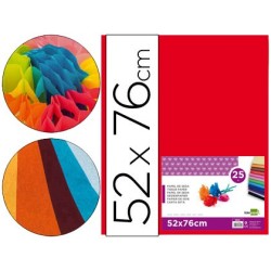 Papel seda liderpapel rojo 52x76 cm 18 gr paquete de 25 hojas