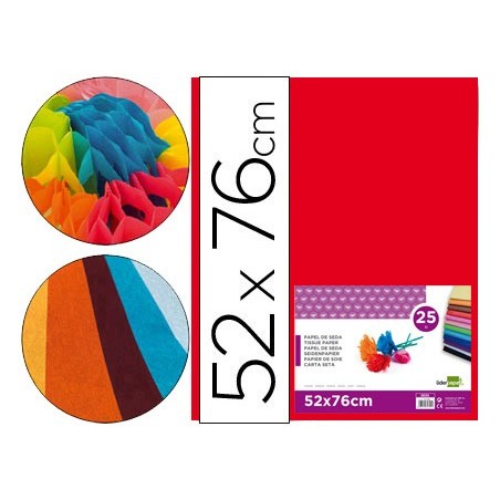 Papel seda liderpapel rojo 52x76 cm 18 gr paquete de 25 hojas