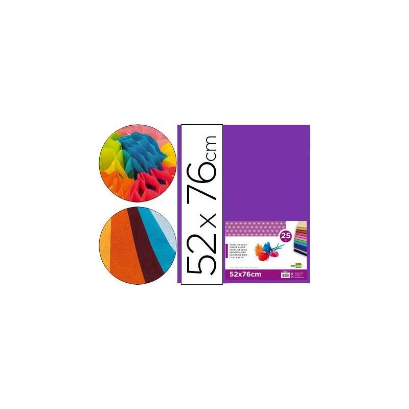 Papel seda liderpapel violeta 52x76 cm 18 gr paquete de 25 hojas