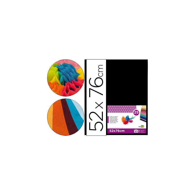 Papel seda liderpapel negro 52x76 cm 18 gr paquete de 25 hojas