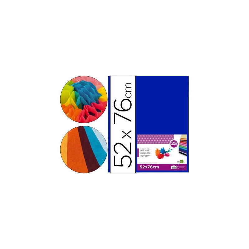 Papel seda liderpapel azul 52x76 cm 18 gr paquete de 25 hojas