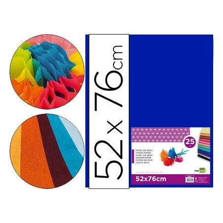 Papel seda liderpapel azul 52x76 cm 18 gr paquete de 25 hojas