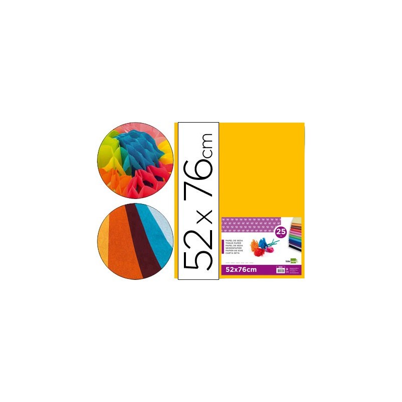 Papel seda liderpapel naranja 52x76 cm 18 gr paquete de 25 hojas