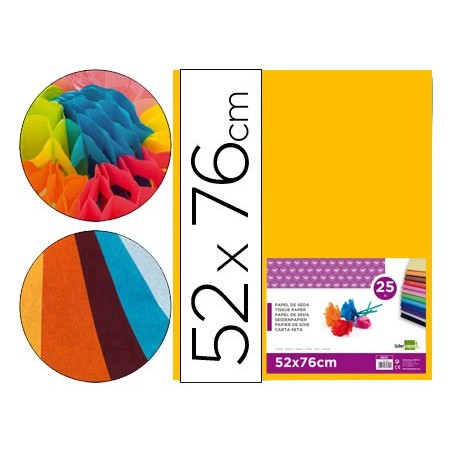 Papel seda liderpapel naranja 52x76 cm 18 gr paquete de 25 hojas