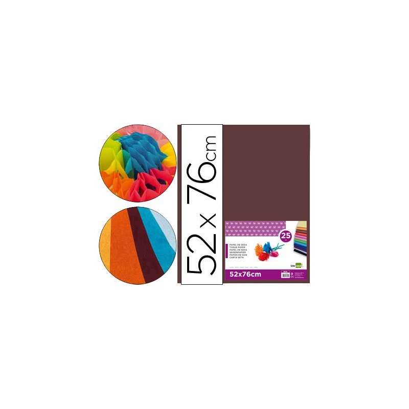 Papel seda liderpapel marron 52x76 cm 18 gr paquete de 25 hojas
