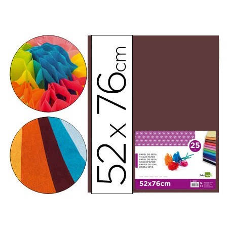 Papel seda liderpapel marron 52x76 cm 18 gr paquete de 25 hojas