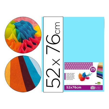 Papel seda liderpapel celeste 52x76 cm 18 gr paquete de 25 hojas