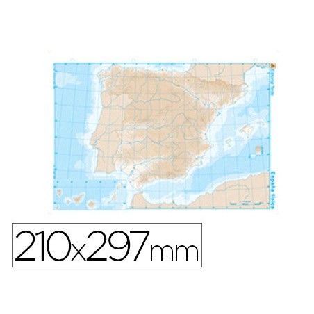 Mapa mudo b/n din a4 españa fisico