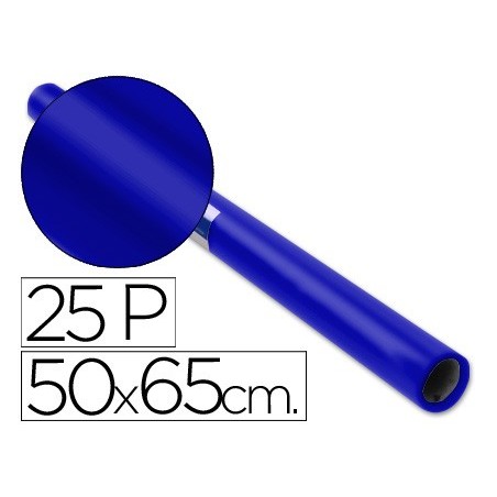 Papel charol azul rollo 25 hojas de 50x65 cm