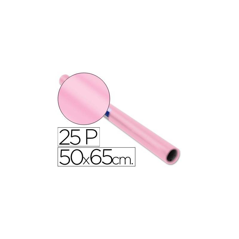 Papel charol rosa palido rollo 25 hojas de 50x65 cm