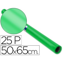 Papel charol verde rollo 25 hojas de 50x65 cm